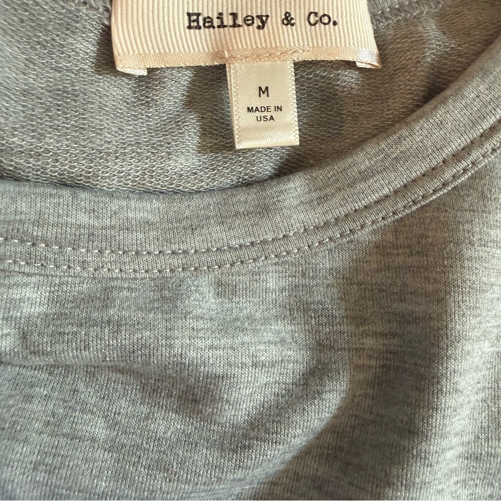 Hailey & Co. Gray w/ Navy Blue Velvet Raglan Long Sleeve Baseball Tee Super Soft - Picture 9 of 11